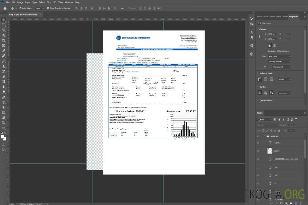 Modèle de facture de services publics d'entreprise USA Nevada Southwest Gas Corporation aux formats Word et PDF template Modèle de facture de services publics d'entreprise USA Nevada Southwest Gas Corporation aux formats Word et PDF template